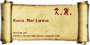 Kocs Marianna névjegykártya